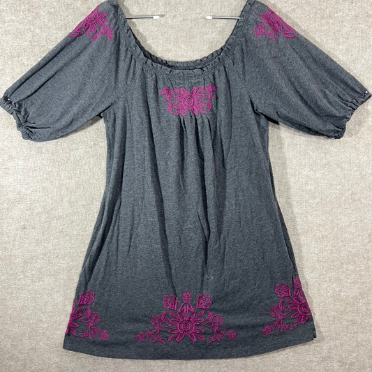 Johnny Was Los Angeles Tunic Top/ Minidress Women L Embroidered Boho Peasant