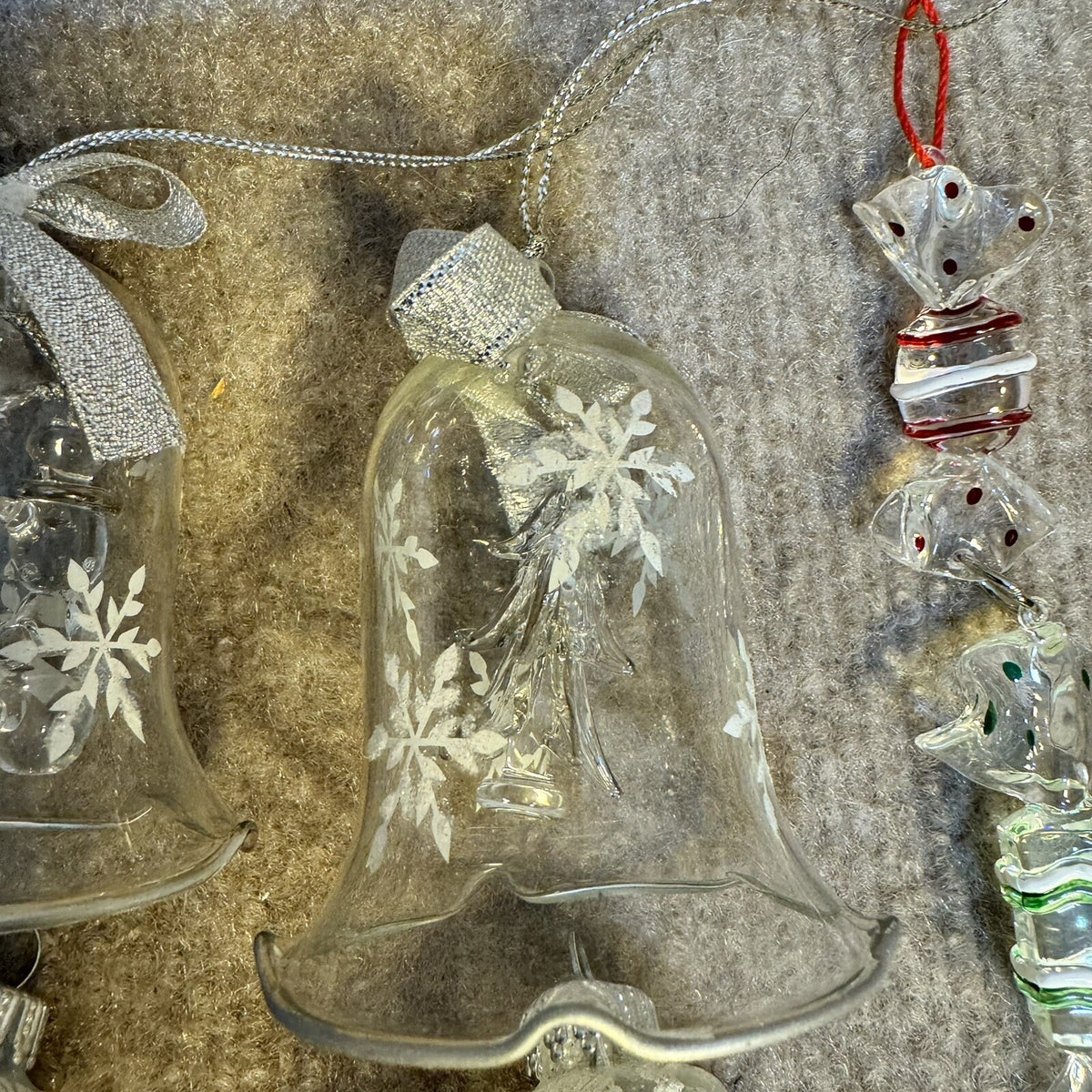 Vintage Clear Glass Bells with Glass Art Clappers, golf bag, Candy,  Ornaments