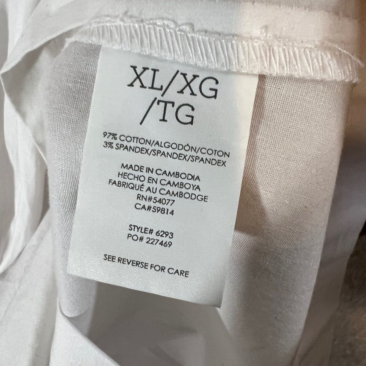 Cabi Wrap Blouse Womens XL White Cotton Stretch Side Tie Long Sleeve Button Up
