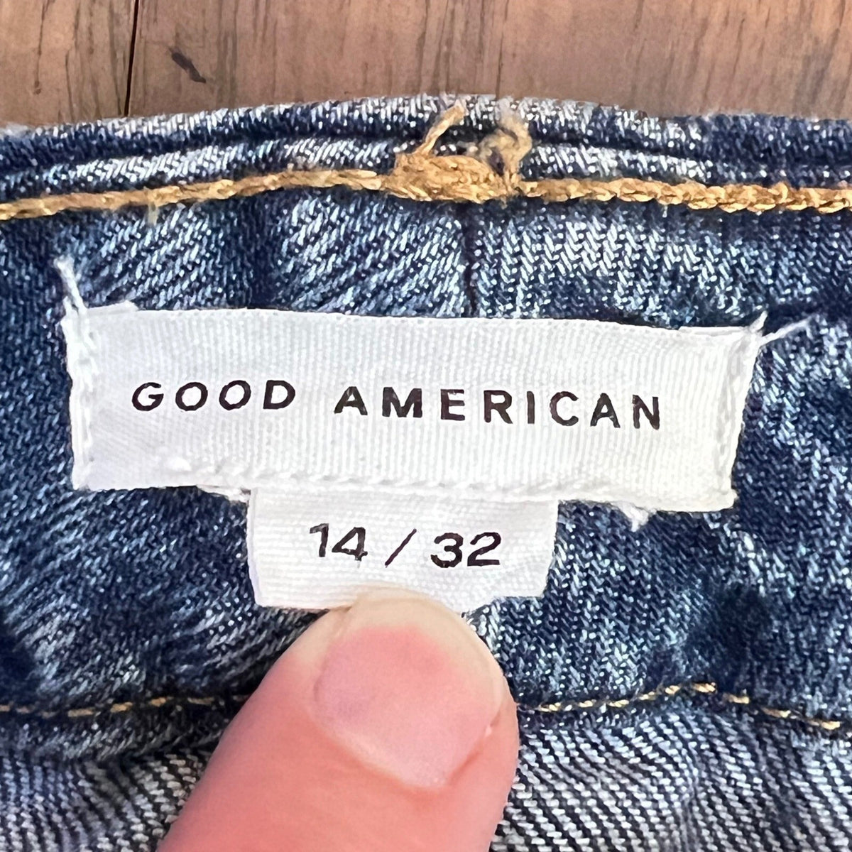 Good American The Weekender Cuffed Jeans Women 14/32 Blue High Rise Mom