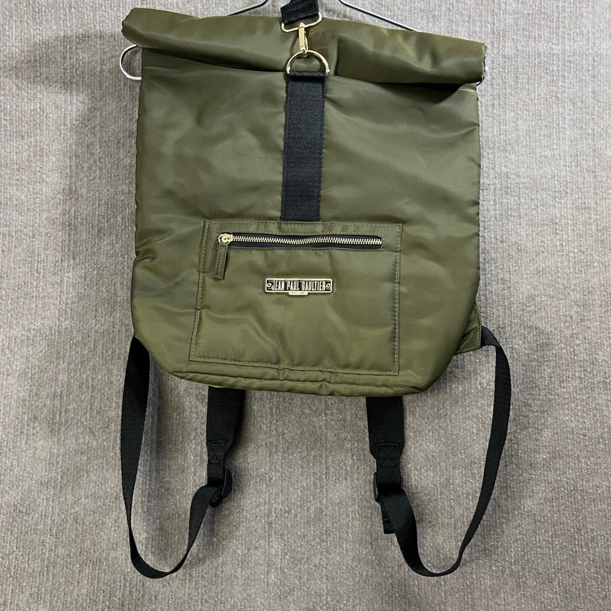 Jean Paul Gaultier Parfums Olive Green Roll Top Backpack Bag