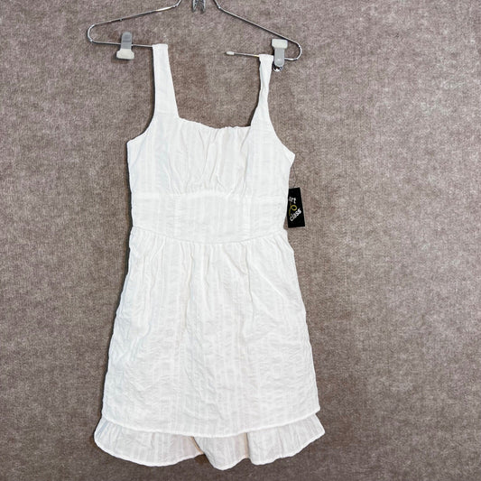 Art Class Dress Girls L 10/12 White Seersucker Ruffle Cottagecore Summer
