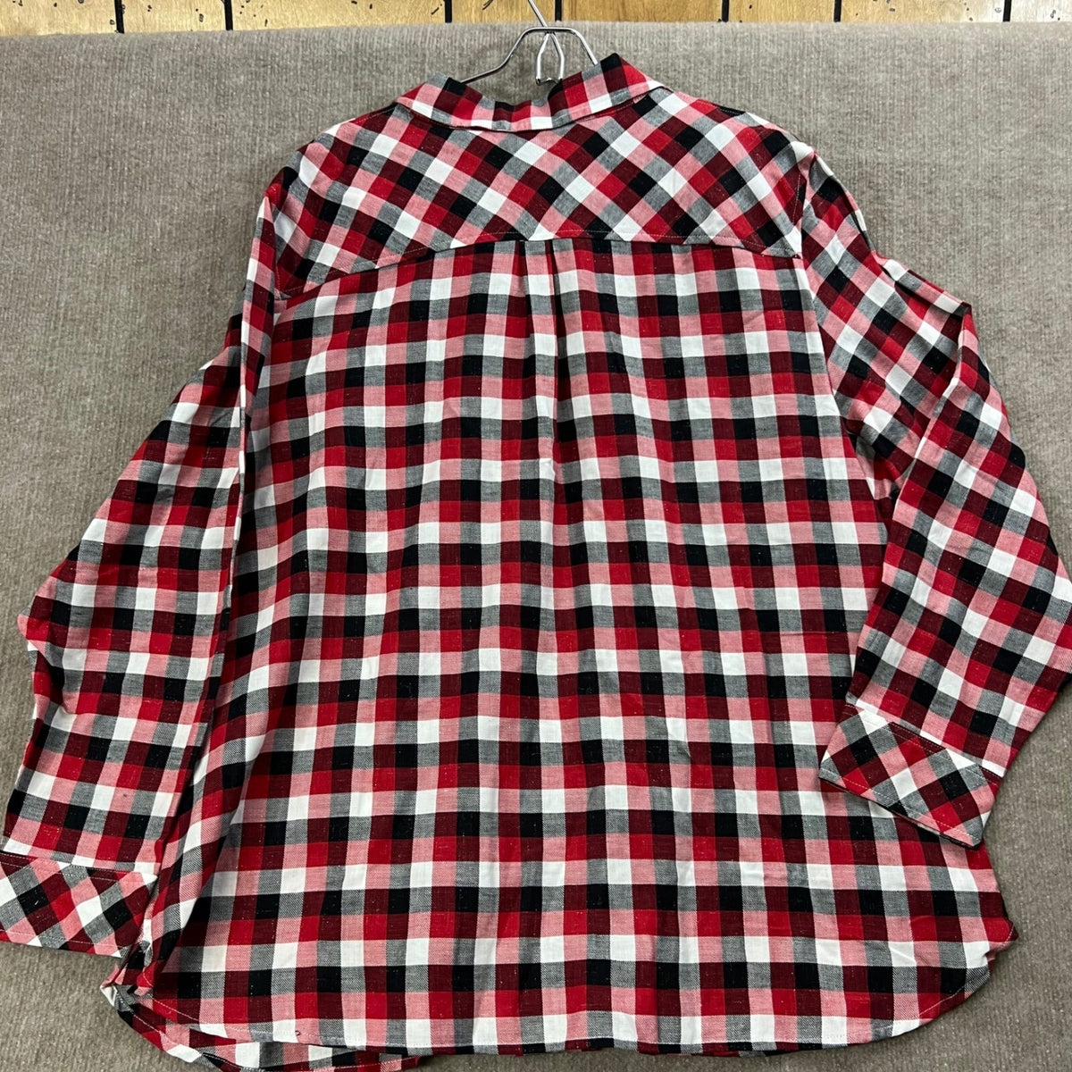 NWT Talbots Plus Size 3X Red Black White Plaid Sparkle Button Down Shirt Top