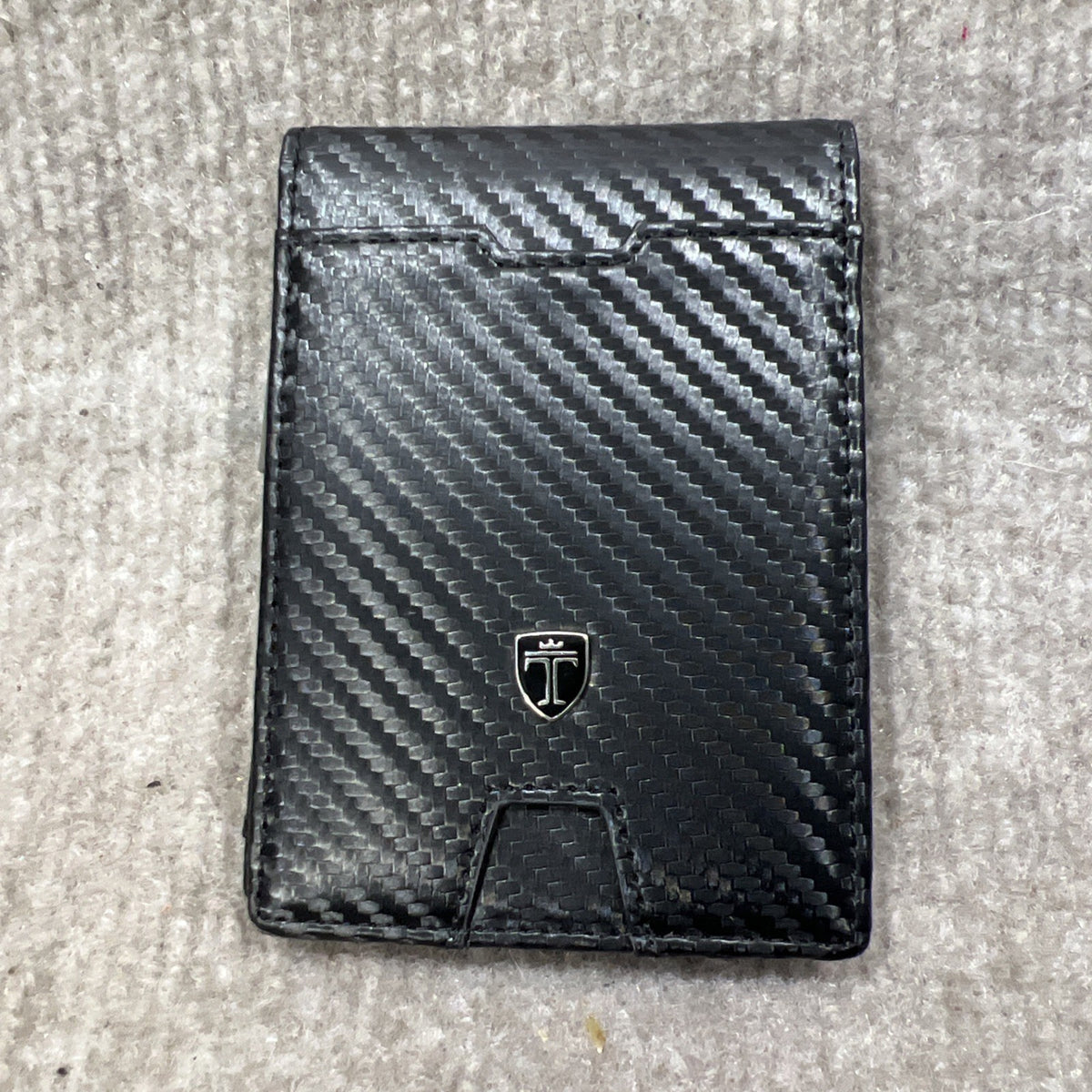 Travando Slim Carbon Fiber Style Wallet Money Clip RFID Front Pocket Black