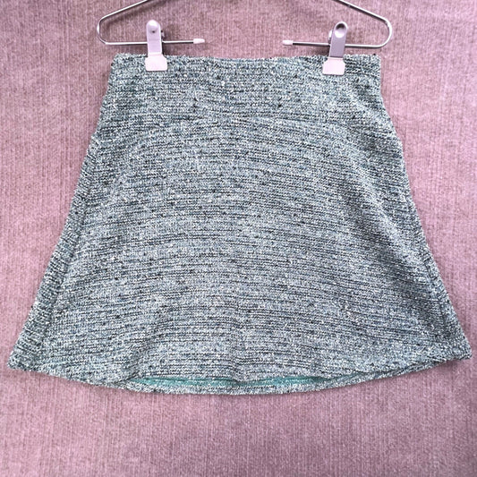 LOFT Womens Skirt Size S Green Blue Heathered Tweed Mini Casual Career
