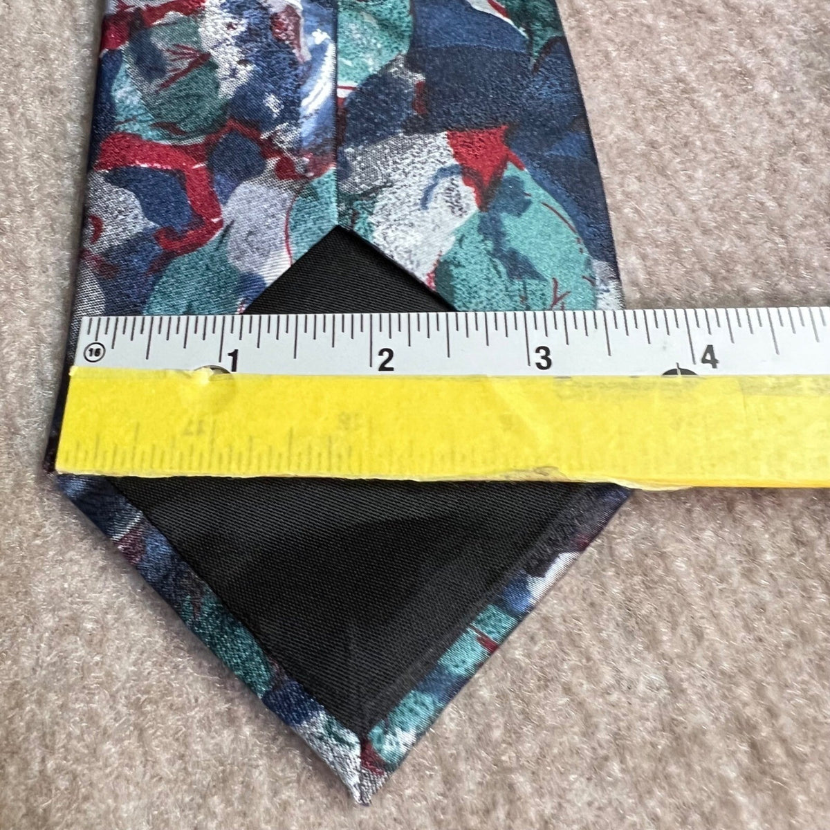 Vintage Oscar de la Renta Necktie Mens OS Blue Floral Silk Blend Abstract Art