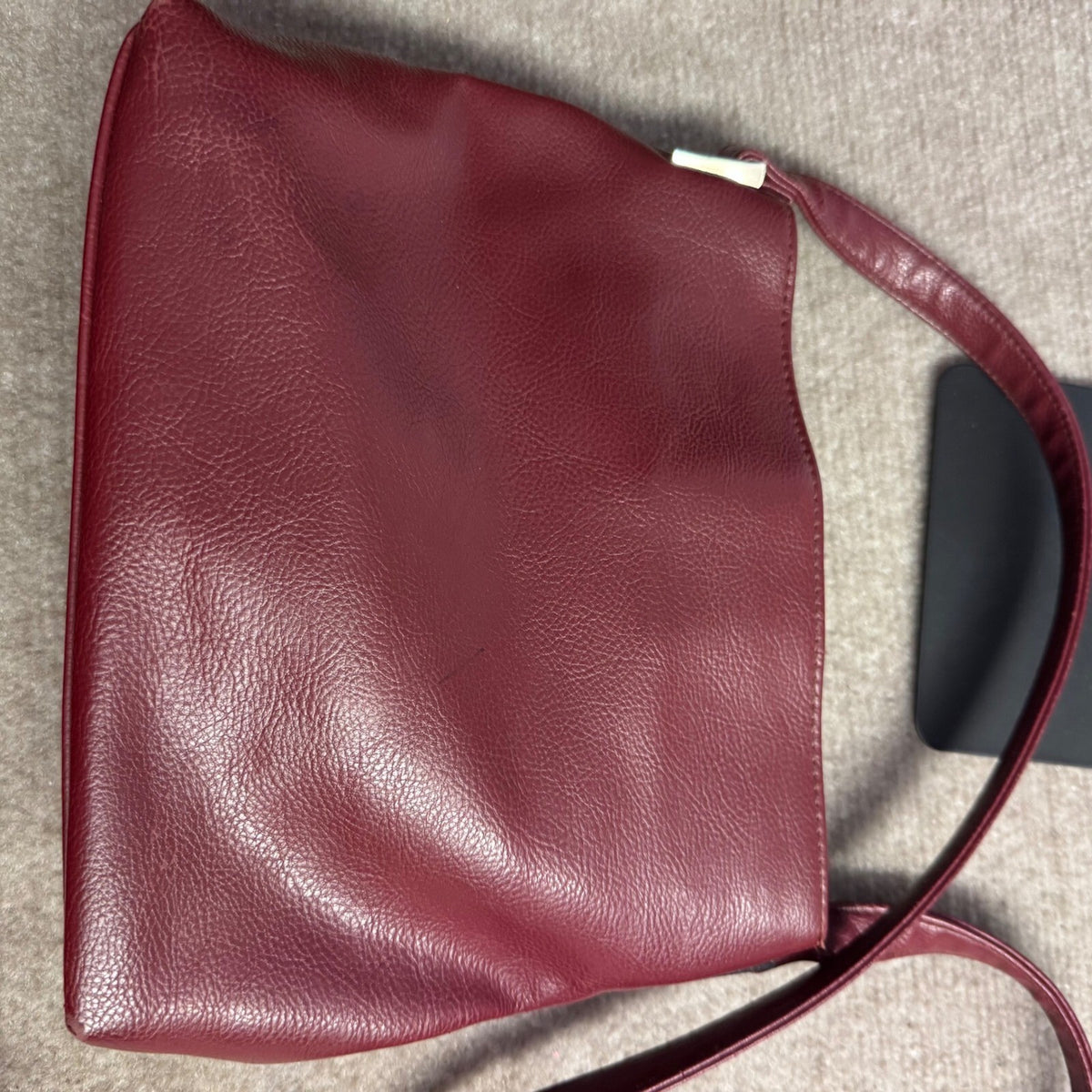 Liz Claiborne Crossbody Bag Women Burgundy Red Faux Leather Purse Minimalist