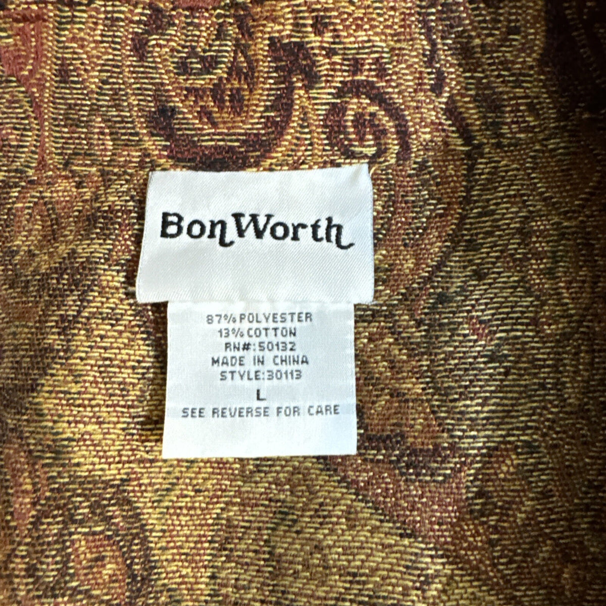 Bon Worth Women Blazer L Paisley Brocade Tapestry Boho zip