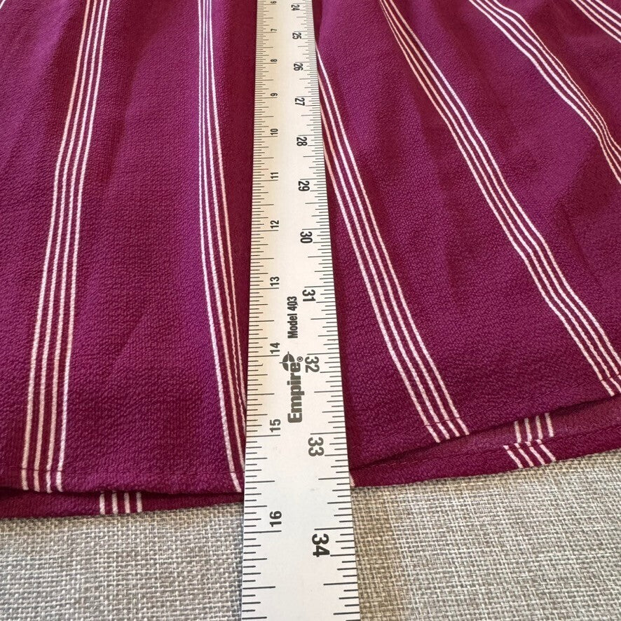 NWT Monteau Faux Wrap Lg Stripe V Neck Midi Dress w/ Flutter Sleeve Romantic