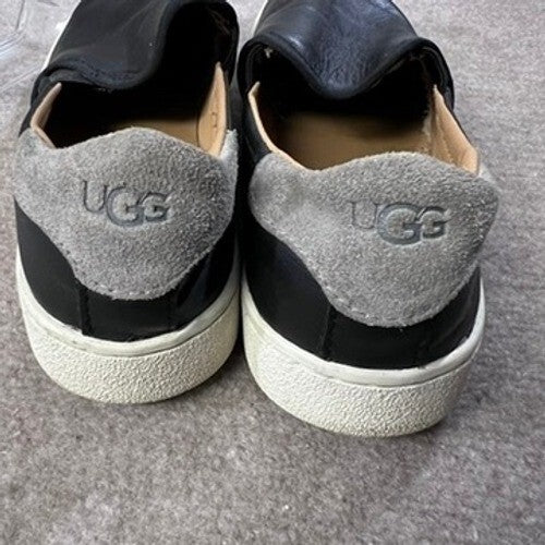 UGG Black Leather Slip On Sneakers Casual Shoes Size 8