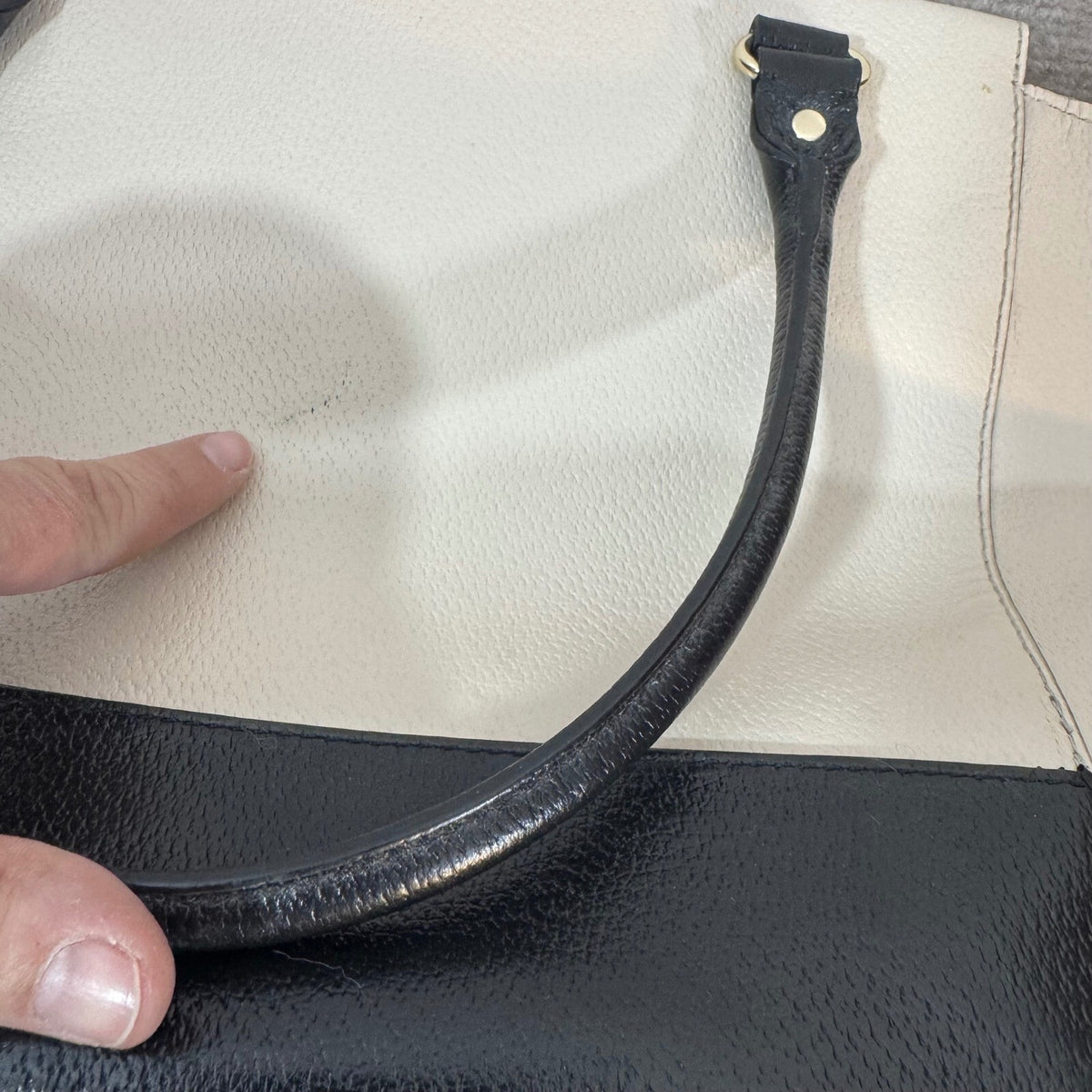 Kate Spade Tote Bag Womens Cream Black Colorblock Leather Shoulder Handbag