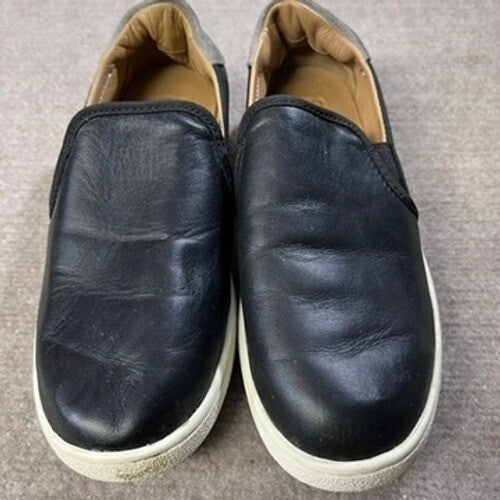 UGG Black Leather Slip On Sneakers Casual Shoes Size 8