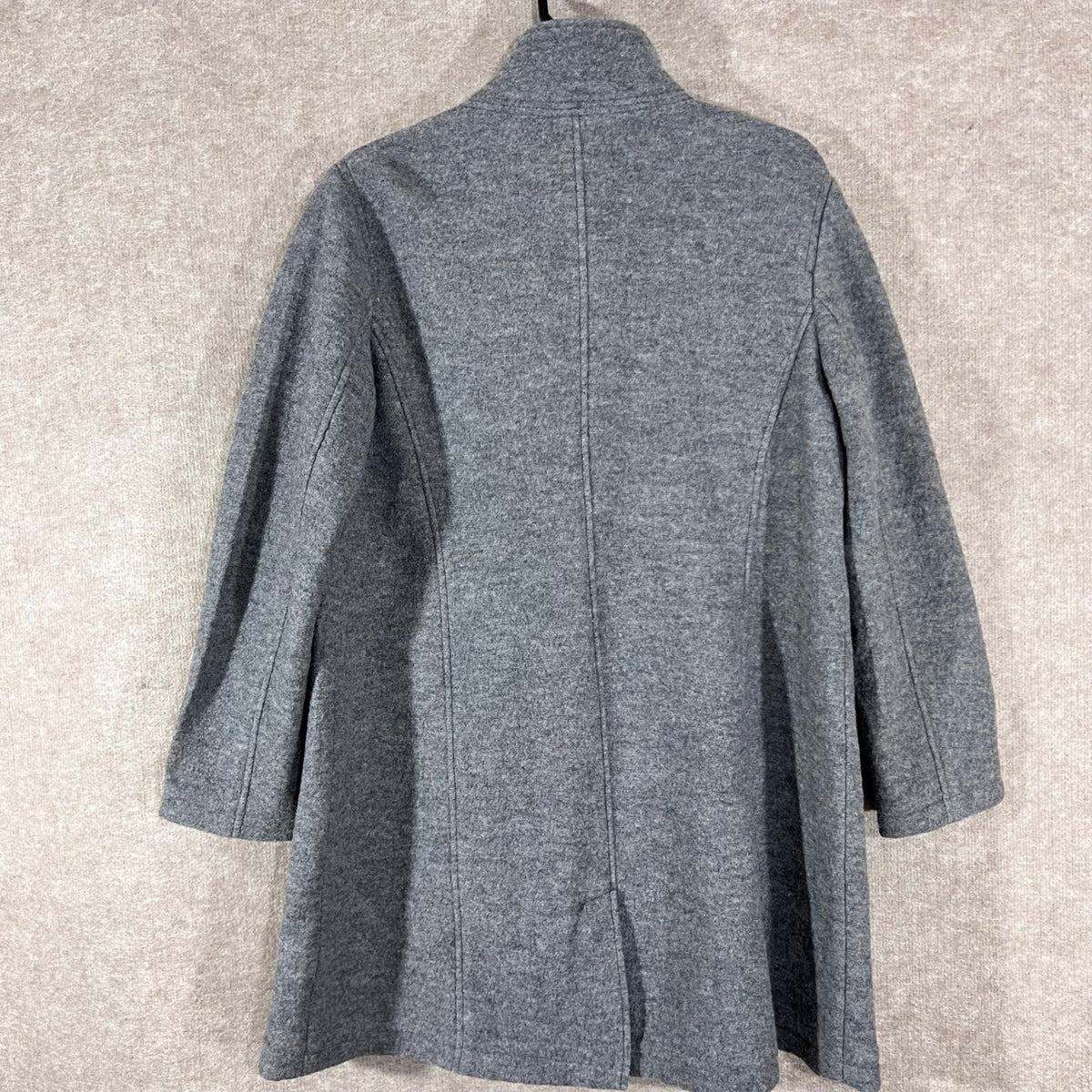 LL Bean Wool Coat Womens 1X Grey Bellandi Italian Fabric Classic Minimalist