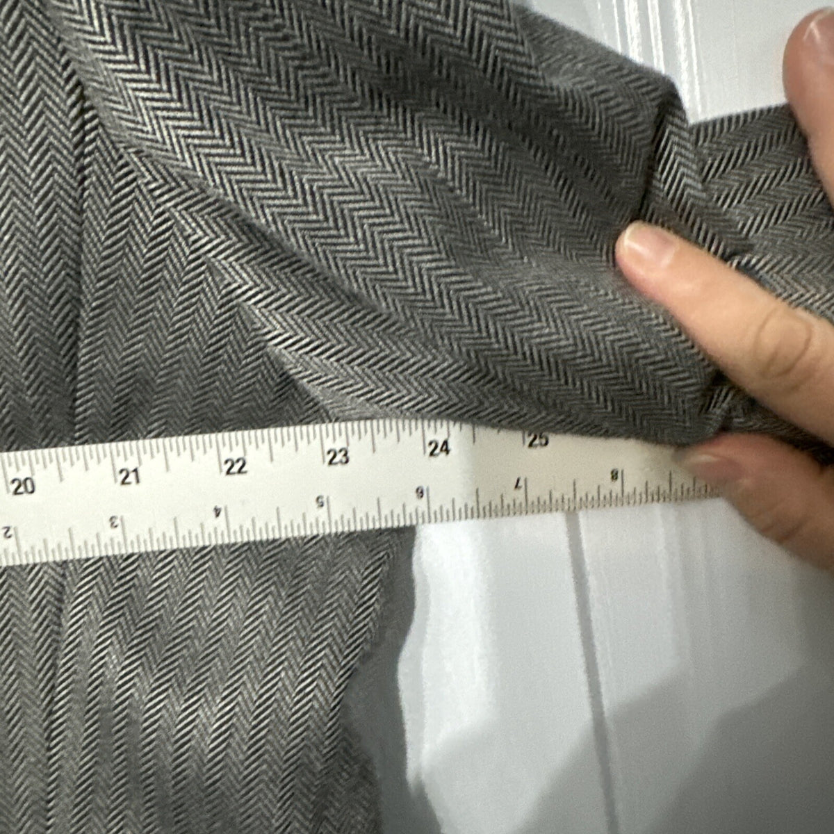 Chaps Ralph Lauren Gray Herringbone 46L 2 Button Blazer Notch Collar Single Vent