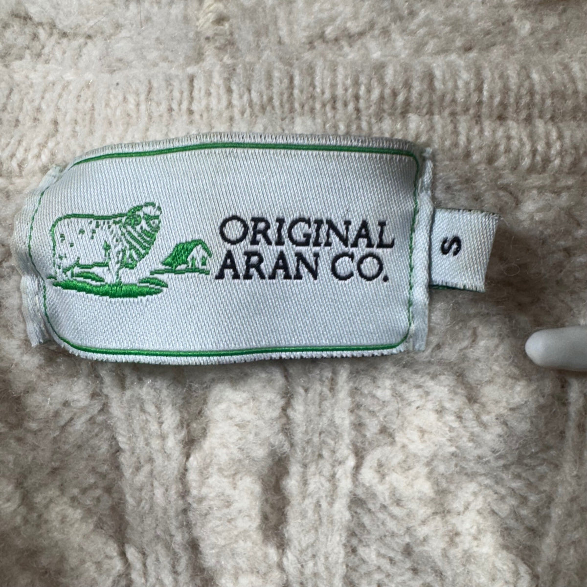 Original Aran Co Merino Wool Cable Knit Zip Hoodie Cream XS Small Read