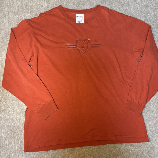 Vintage Reebok Shirt Mens XL Blue Long Sleeve Y2K Embossed Center Logo 2000-2005