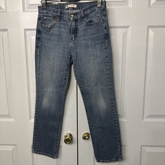 Levis 505 Straight Leg Women 10 Mid Wash Denim Stretch Jeans