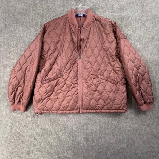 Joy Lab Quilted Bomber Jacket Womens L Mauve Pink Full Zip Padded Pockets