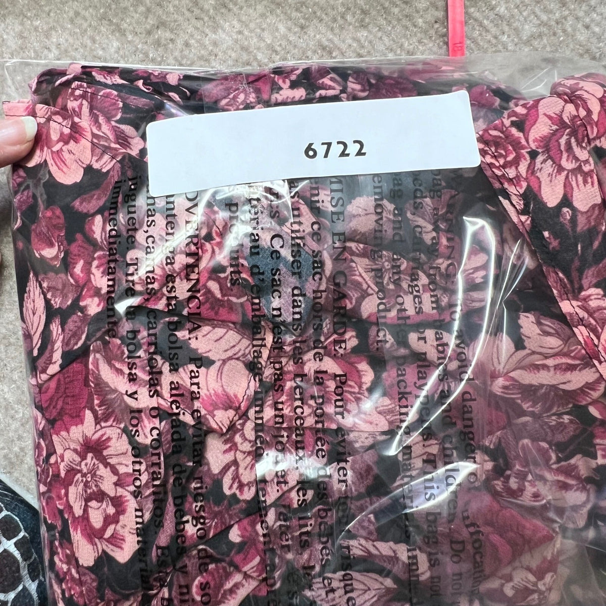 PAIGE Floral Print Midi Dress Purple Pink Black Short Sleeve Womens Size L