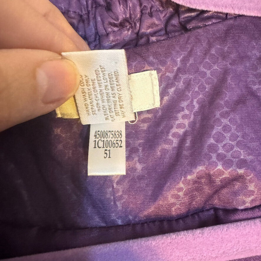 Chico's Sz 2 Purple Ruffled Short Rain Jacket