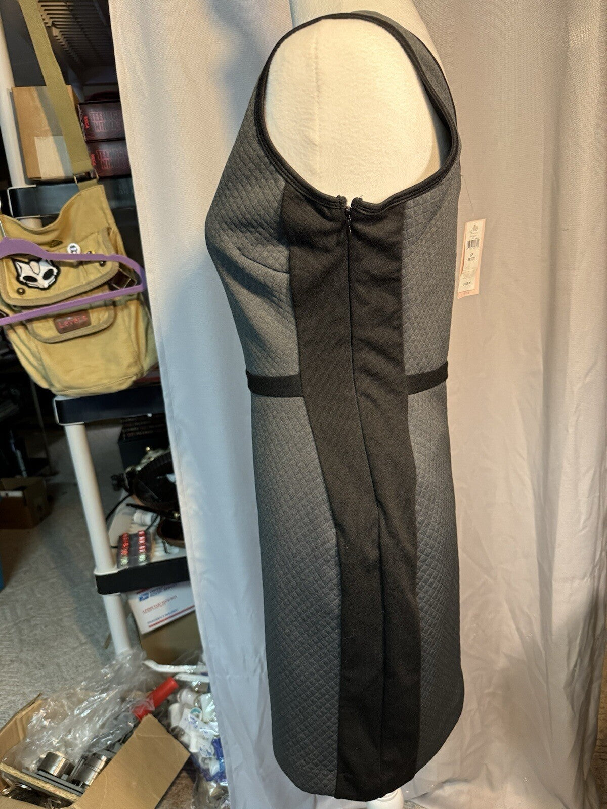 Banana Republic Sheath Dress Womens  6 Petite Black Gray Sleeveless NEW