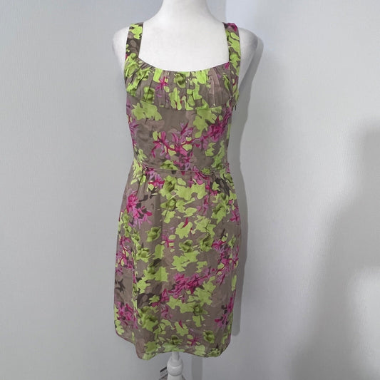 Banana Republic Floral Print Dress Sleeveless Cotton Silk Blend Size 2