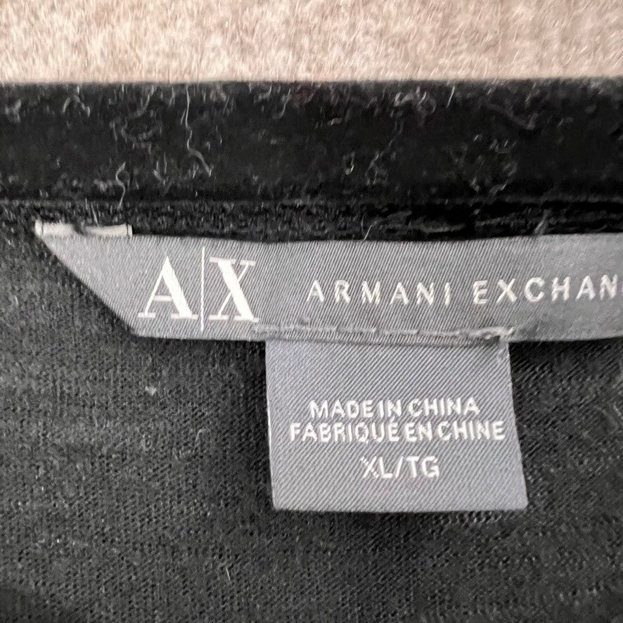 Armani Exchange XL Tunic Top Black Rhinestone Embellished Short Sleeve