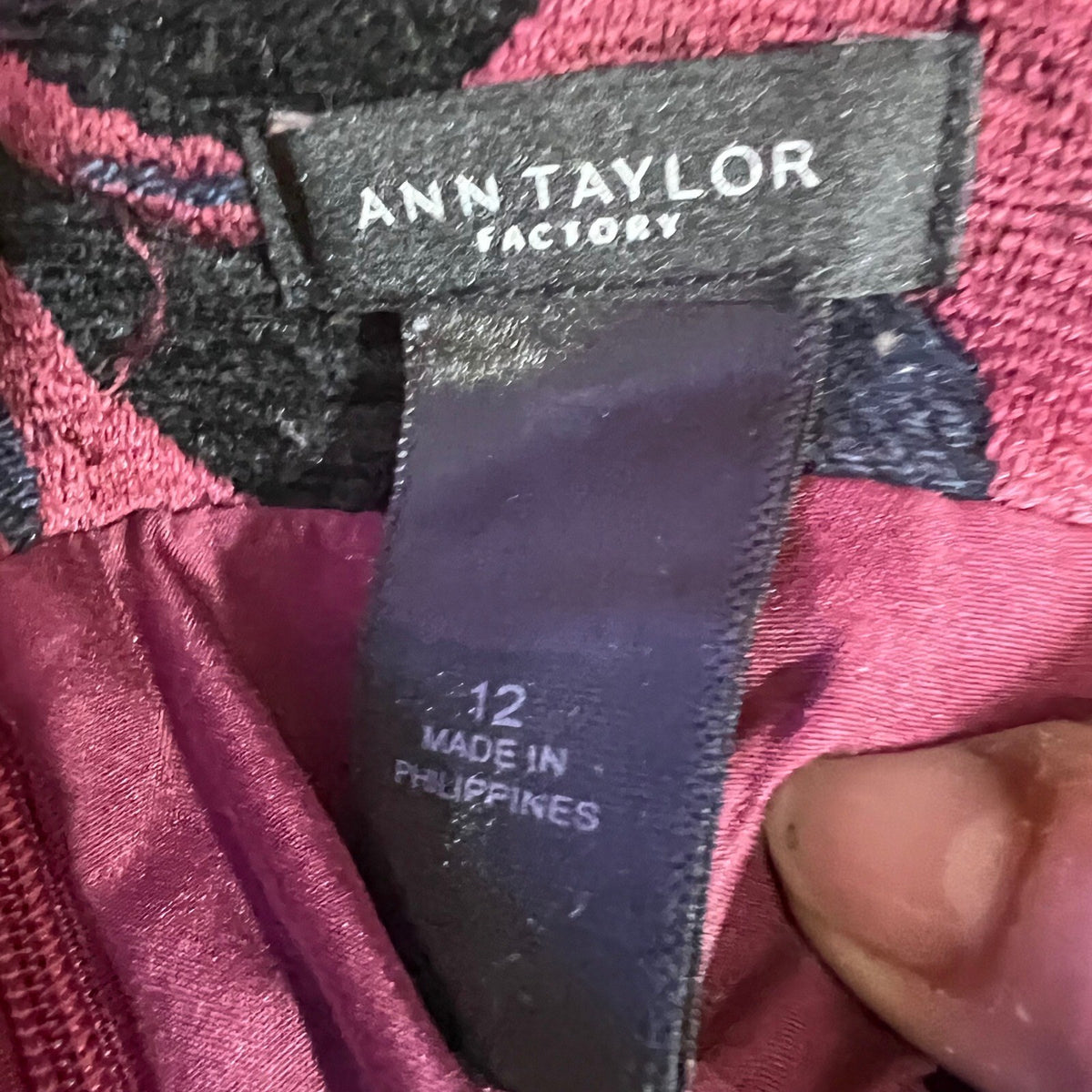 Ann Taylor Factory Mini Skirt Womens 12 Burgundy Floral Jacquard Career Preppy