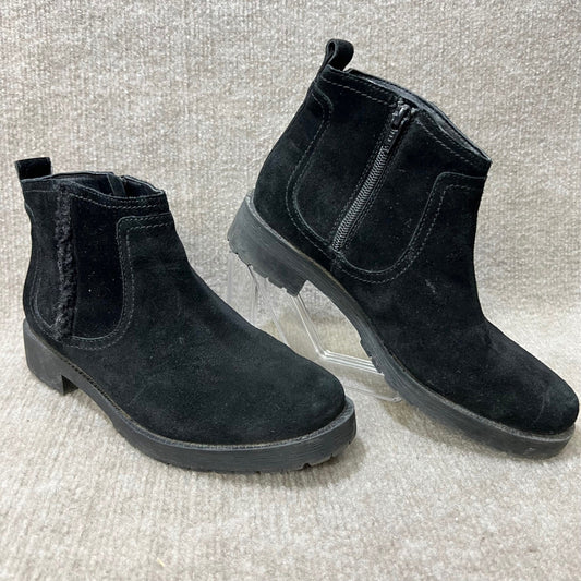 Vionic Aslynn Sz 7 Faux Fur Lined Black Suede Chelsea Boots Womens