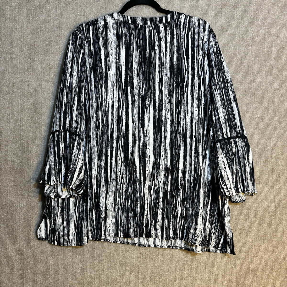 Gloria Vanderbilt Blouse Womens 2XL Black White Relaxed Bell Sleeve Boho Tunic