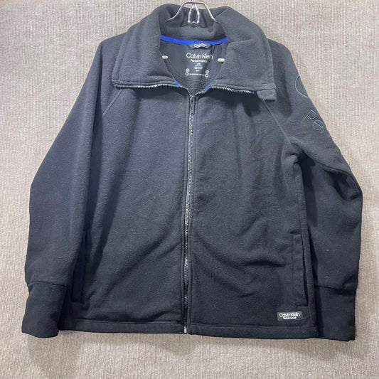 Calvin Klein Performance Black Fleece Zip Up Jacket L G Dry Fit Headphone Access