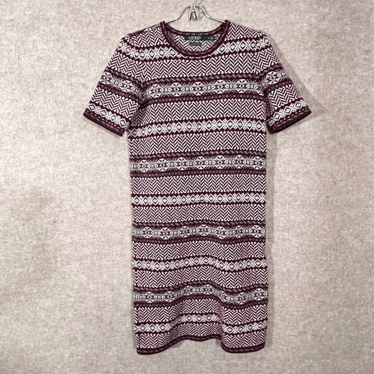 Lauren Ralph Lauren Sweater Dress Womens Small Fair Isle Cashmere Blend Mod Boho