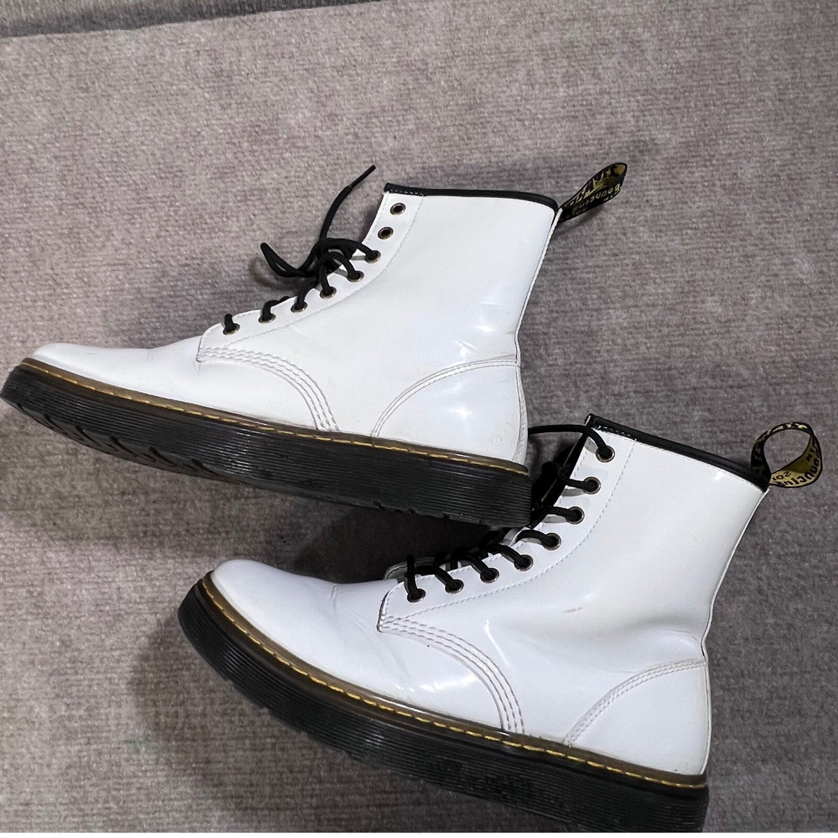 Dr. Martens Women's Size 10 White Leather Platform Combat Boots 42 EU 9M US