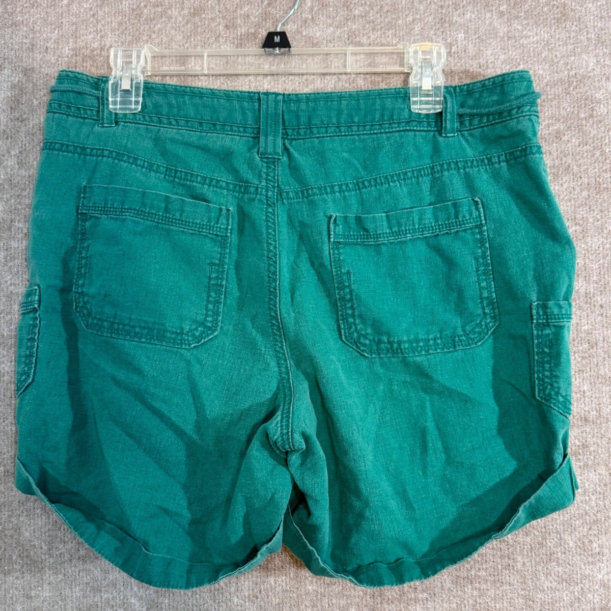 Sonoma Linen Blend Cargo Shorts Womens 12 Green Drawstring Casual Coastal