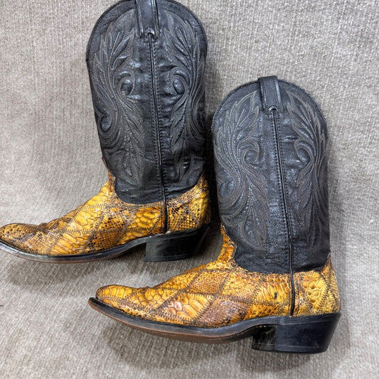 Vintage Laredo Snakeskin Patchwork Cowboy Boots Mens 7W Western Rockabilly