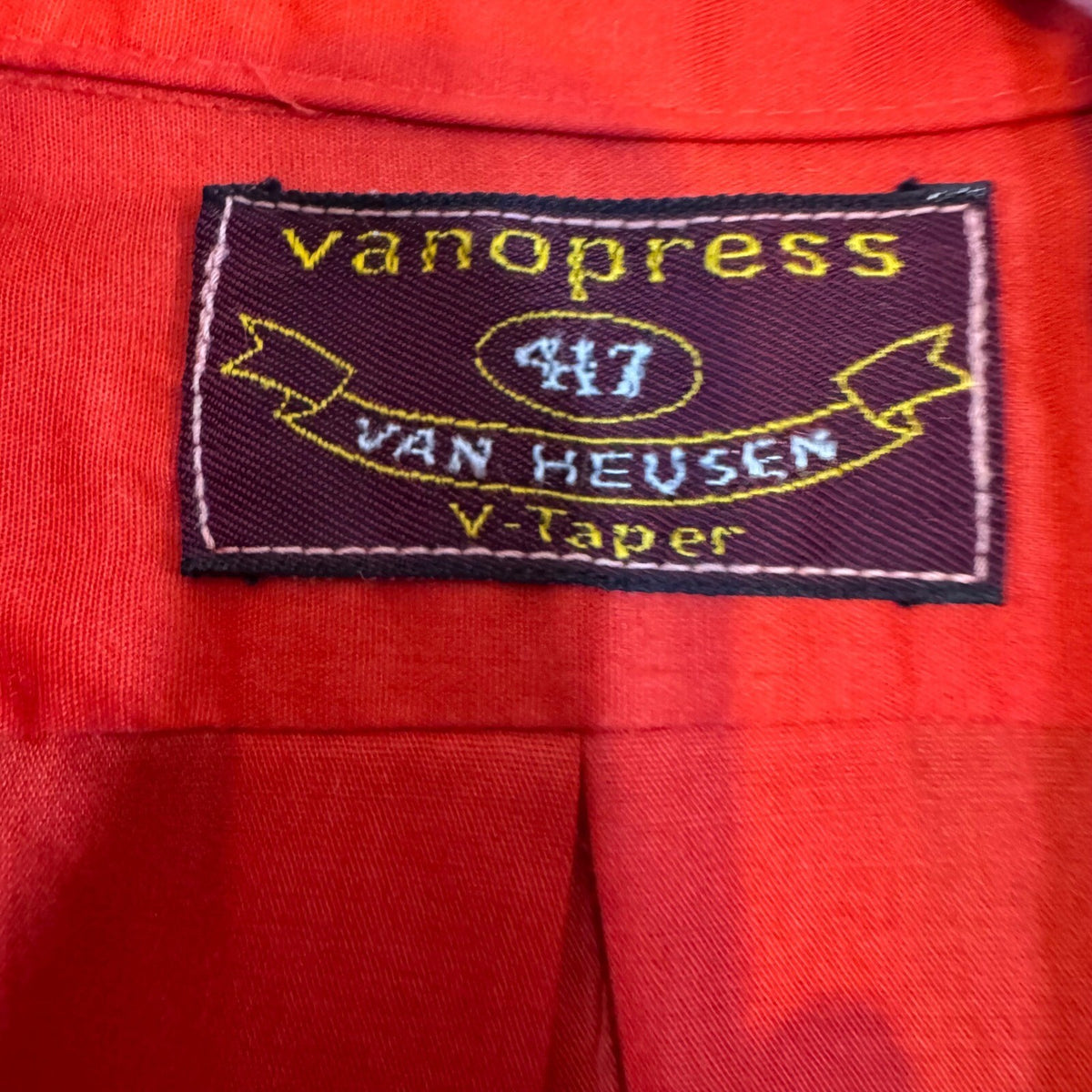 Vintage Van Heusen 417 V-Taper Mens M Red Dress Shirt Long Sleeve Retro USA Era