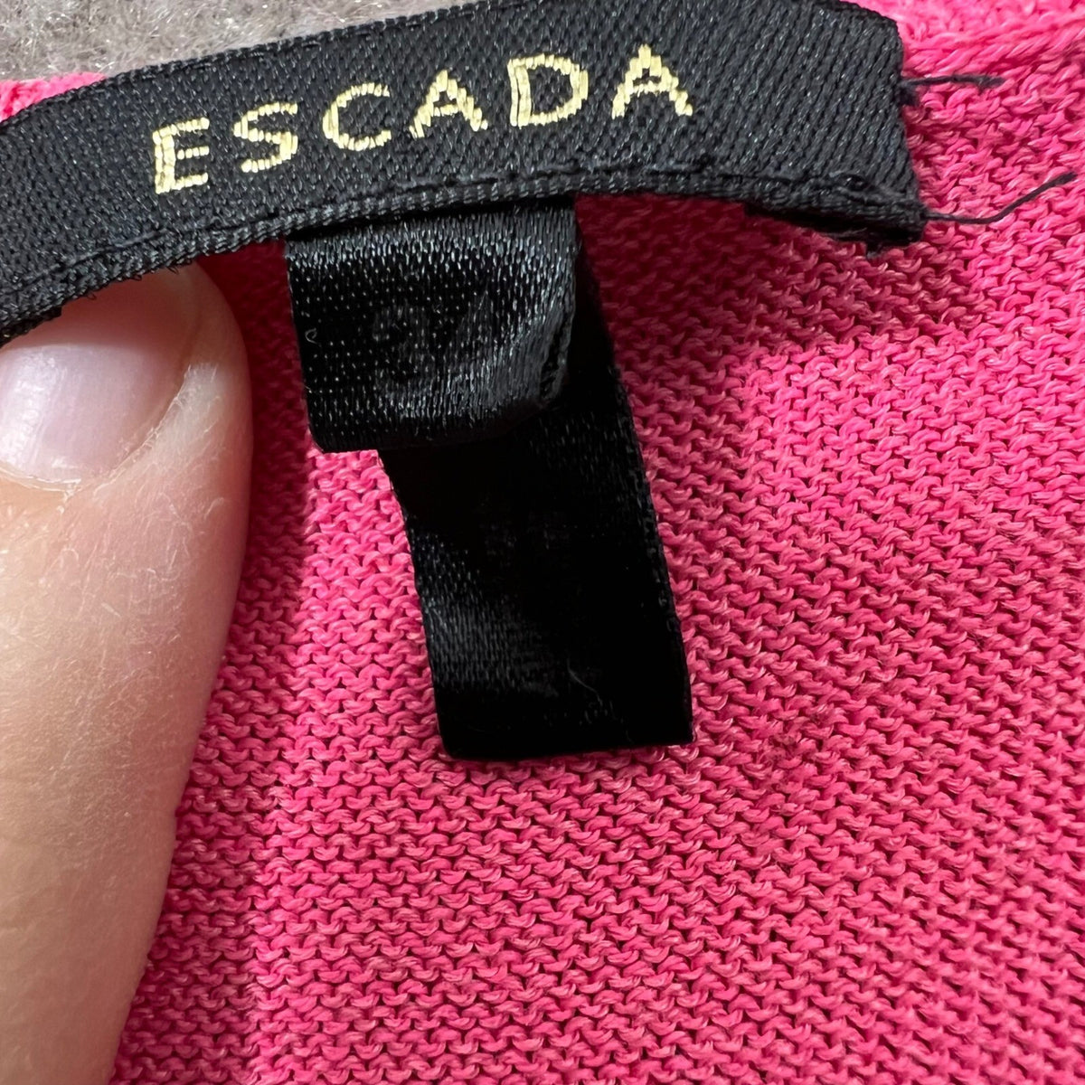 Escada Pink Racerback Knit Tank Top Sweater Ribbed Trim Size 34