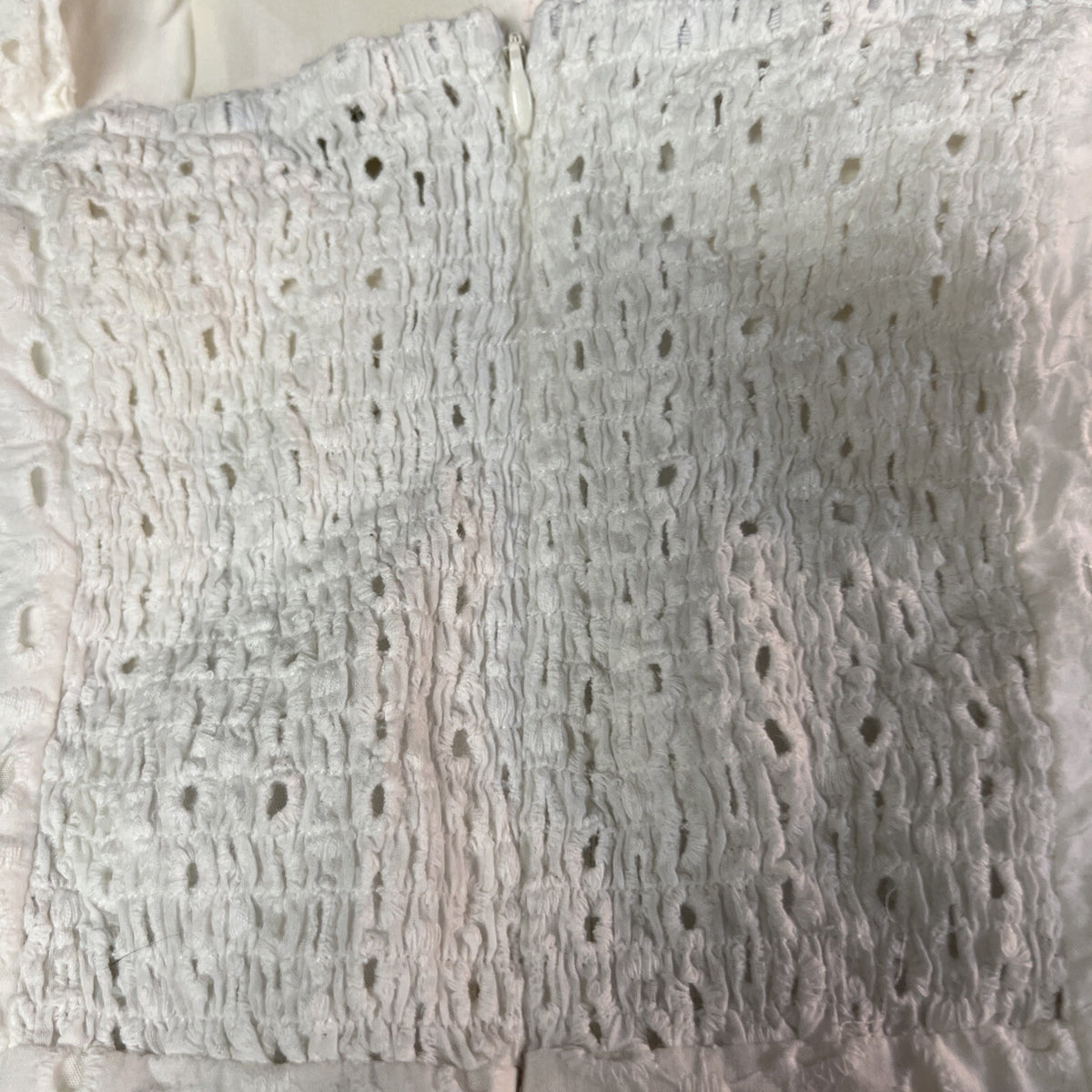 Dance & Marvel Women’s Small White Eyelet Lace Tie Back Puff Sleeve Bodycon Mini