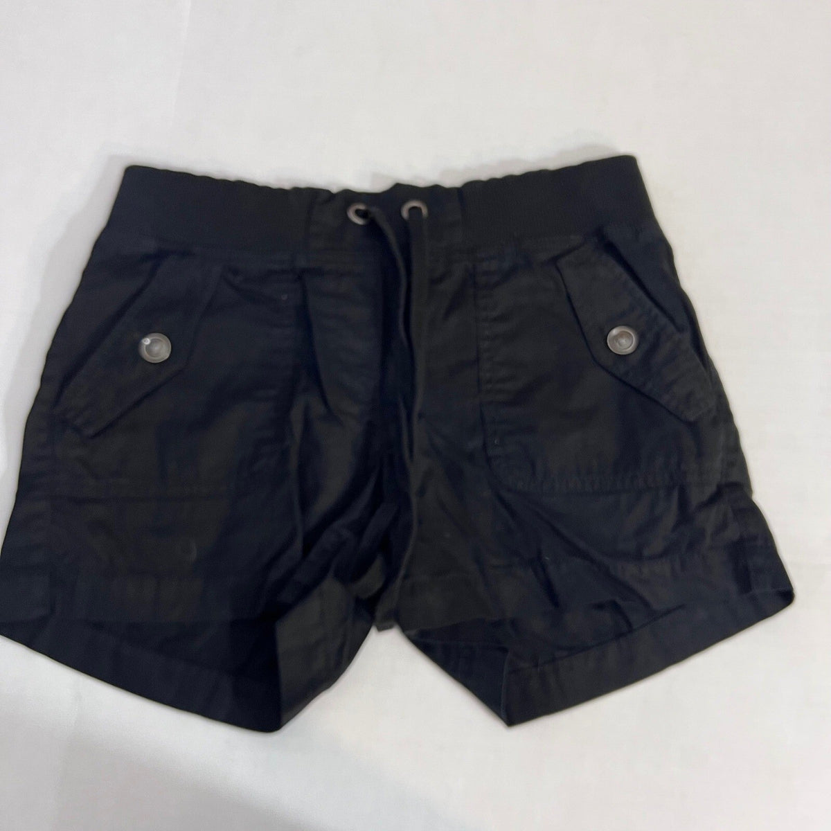 Loft Cargo Shorts Womens 2 Black Elastic Drawstring Waist Cotton Utility Casual