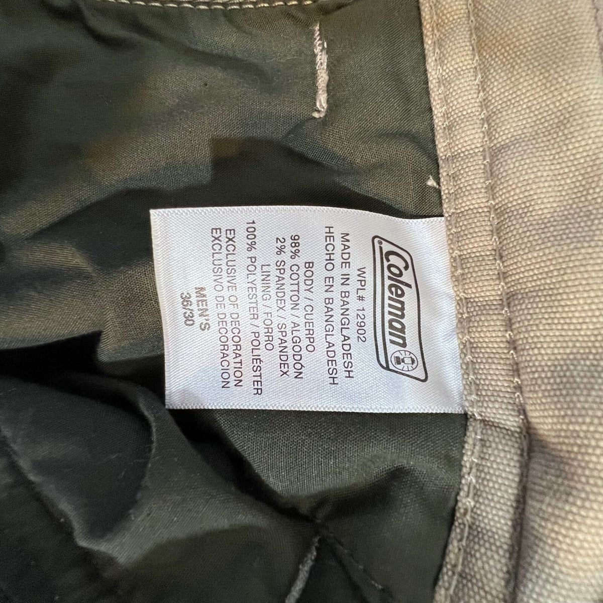 Coleman Fleece Lined Canvas Utility Pants Mens 36x30 Tan Workwear Gorpcore