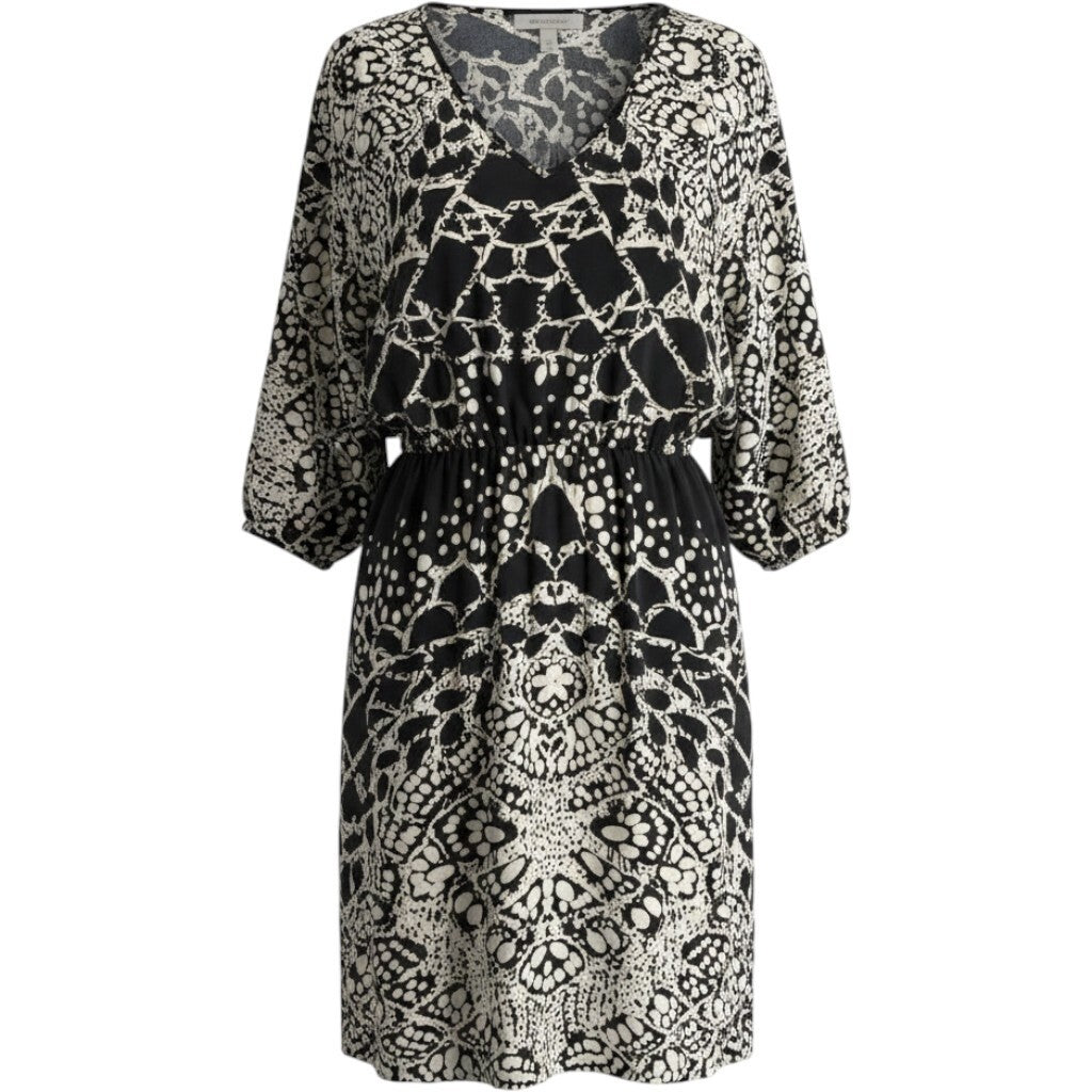 Presley Skye Silk Dress Womens S Gray Geometric Boho Fit Flare Pockets
