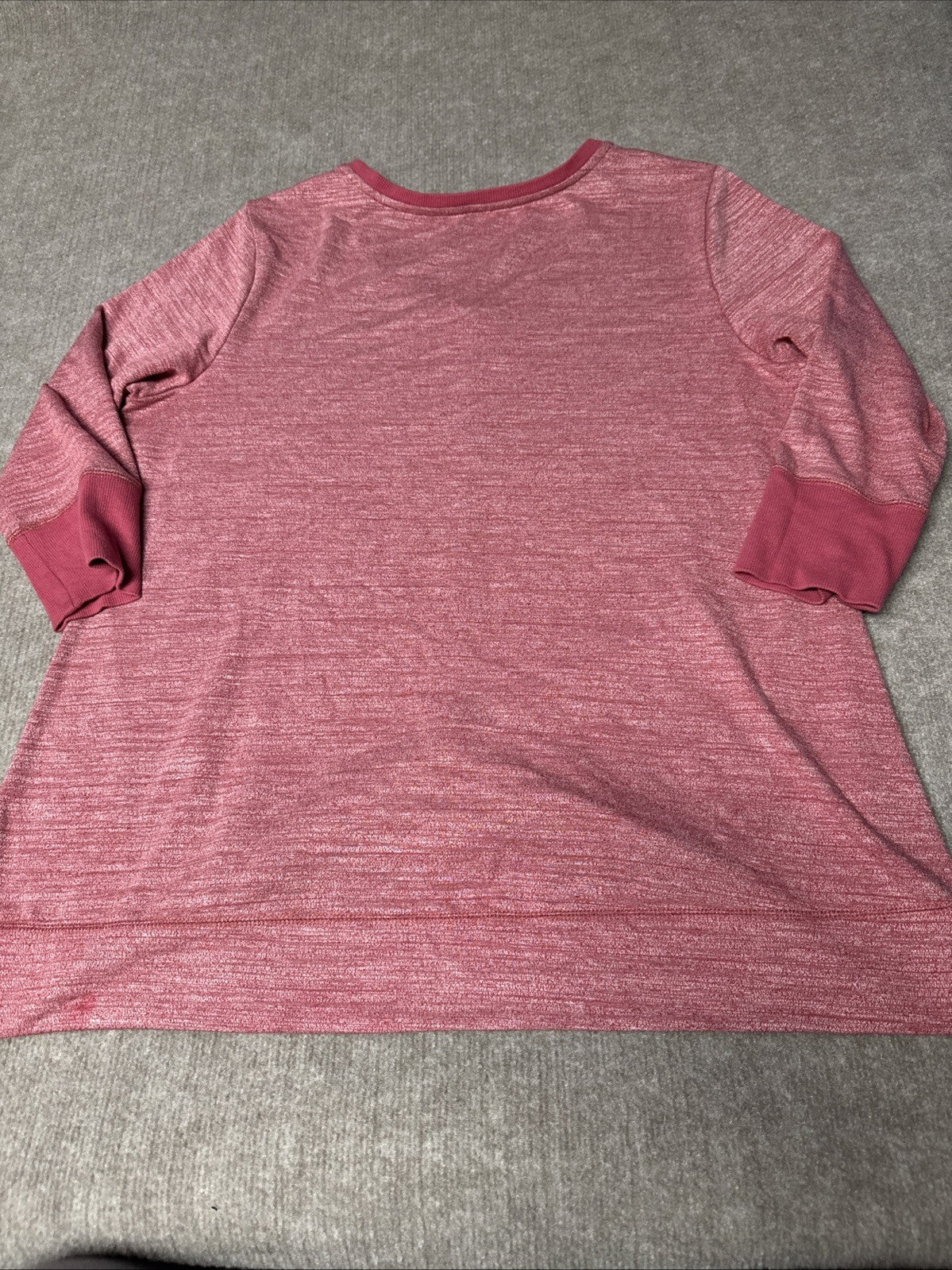 H By Halston Womens Red Heather 3/4 Sleeve Blouse V Neck Pullover Size Lg