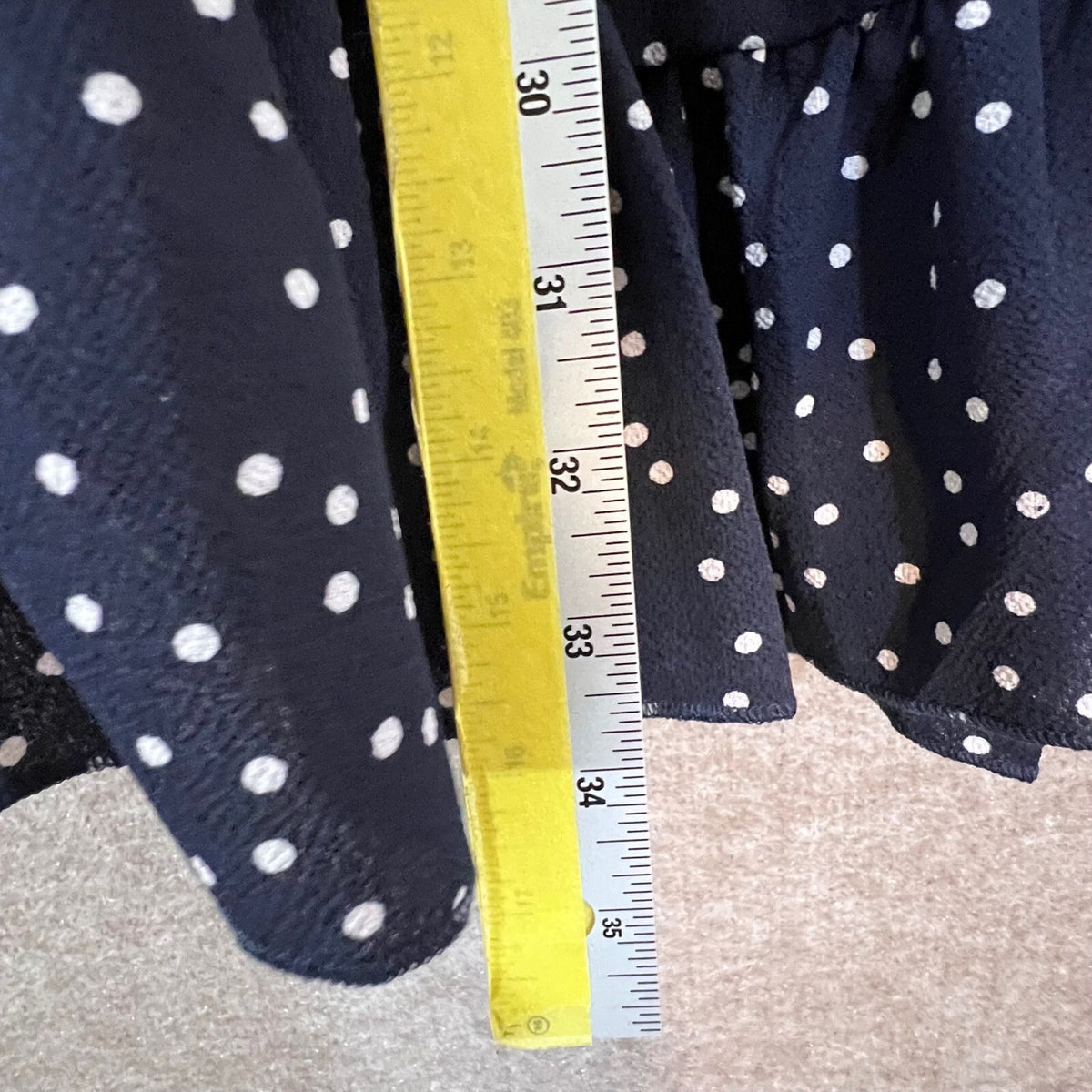 Relipop Polka Dot Wrap Dress Womens Small Navy Ruffle Hem Flutter Sleeve Mini