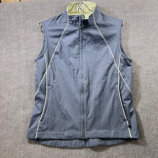 Nike Golf Clima Fit Womens Vest Gray Yellow Trim Full Zip Athletic Sz M 8-10