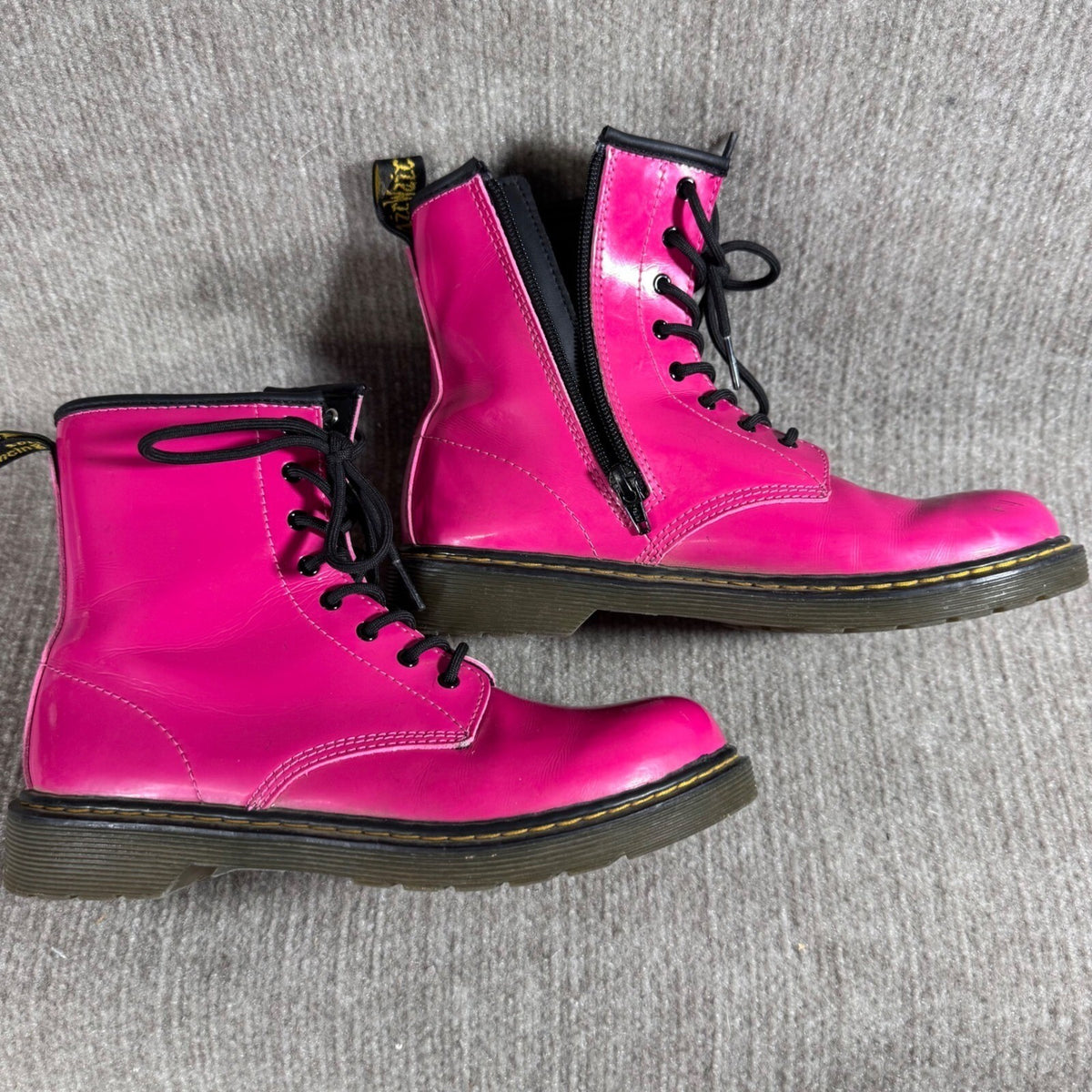 Dr Martens Boot Women Size 4 Hot Pink Patent Leather Side Zip Combat Punk Goth