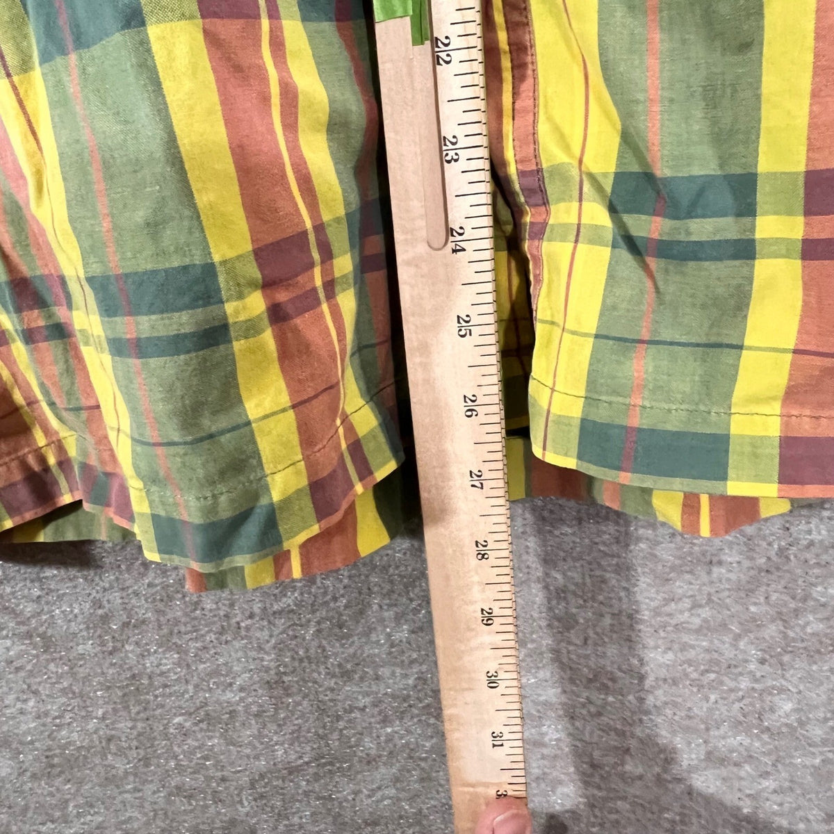 Catalina Island Wear Button Down Shirt Men Large Plaid Yellow Cotton Beachy Boho