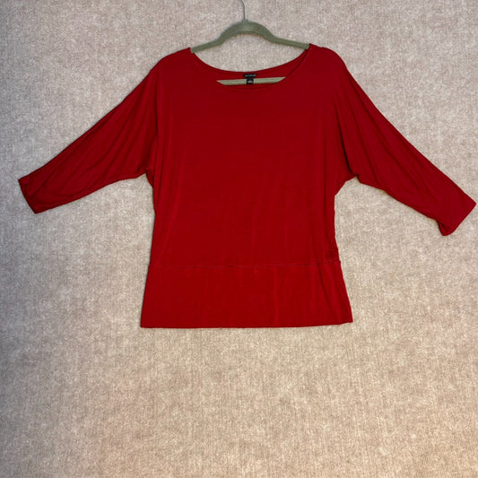 Ann Taylor Lg Rust Red Knit Top Business Casual Soft 3/4 Sleeve