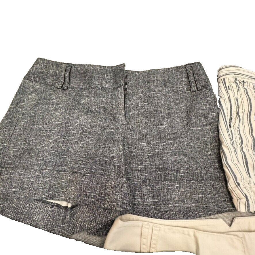 5 Pair Express 8P Women Flat Front Cuffed Cotton Shorts 4" Cuffed Short Rise y2K