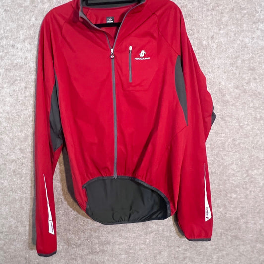 Hincapie Tour LTX Jacket Men L Technical Red Grey Full Zip Cycling Windbreaker