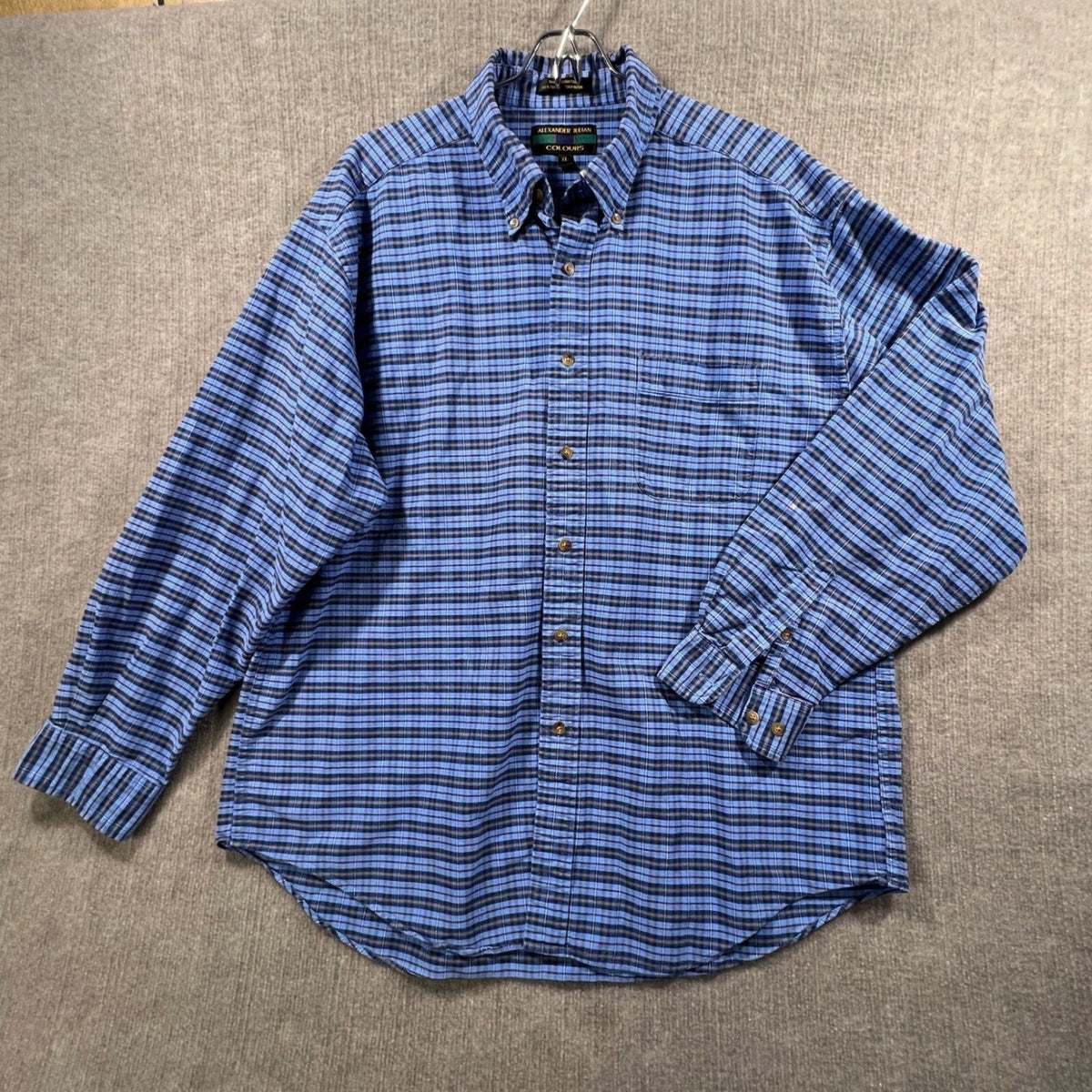 Alexander Julian Colours Plaid Button Down Shirt Men XL Blue Long Sleeve Cotton